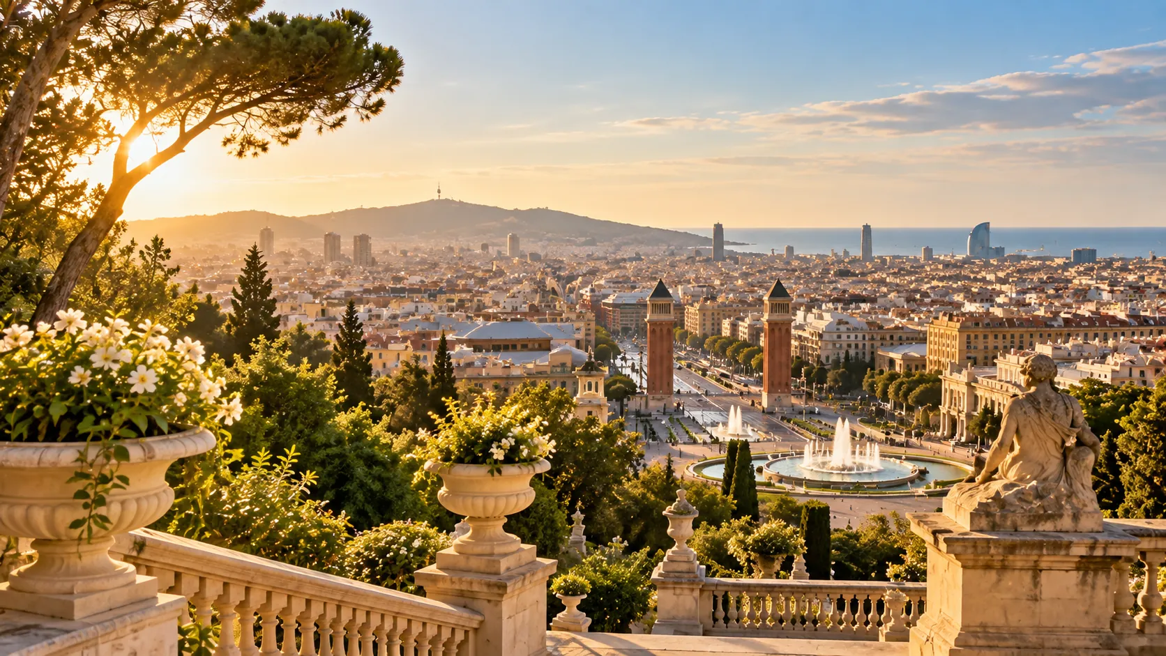 Panoramablick über Barcelona vom Montjuïc
