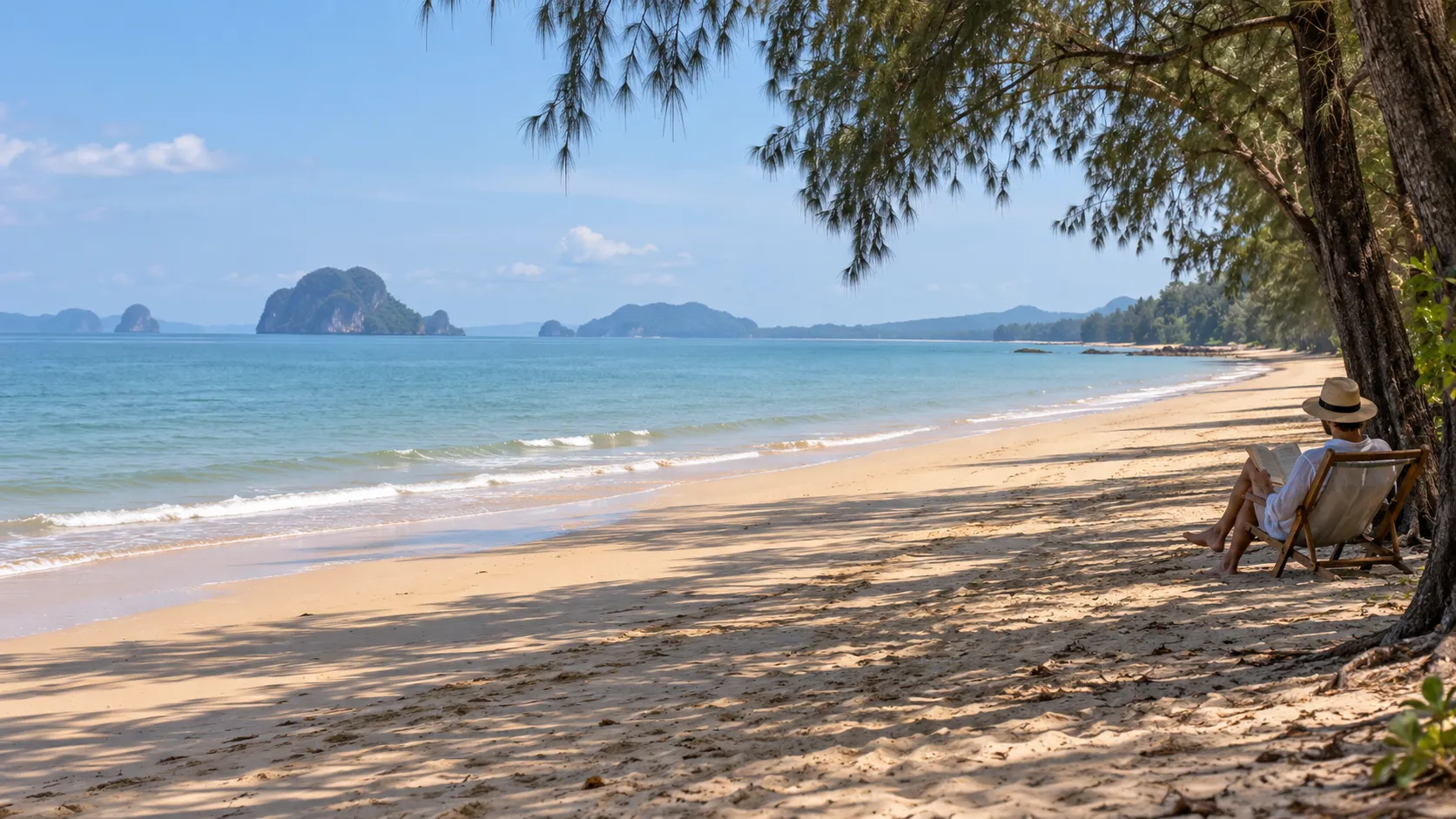 Ruhiger tropischer Strand als Symbolbild für einen entspannten Aufenthalt in Krabi