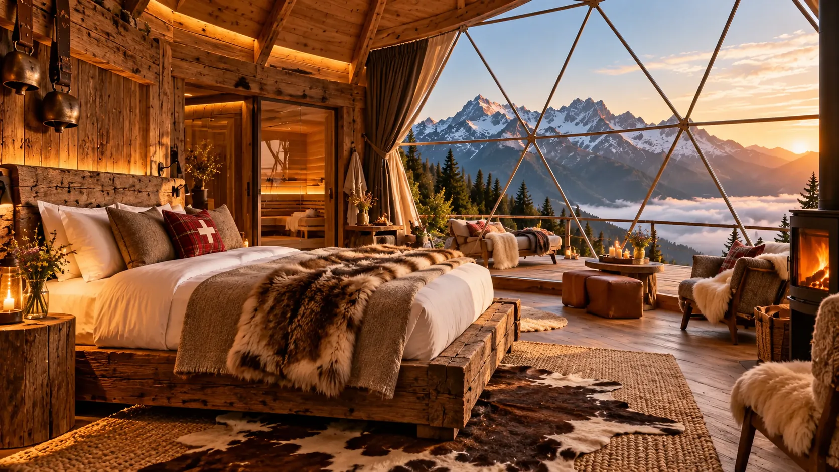 Alpines Holzhaus als symbolische KI-Illustration einer Cabin-Unterkunft
