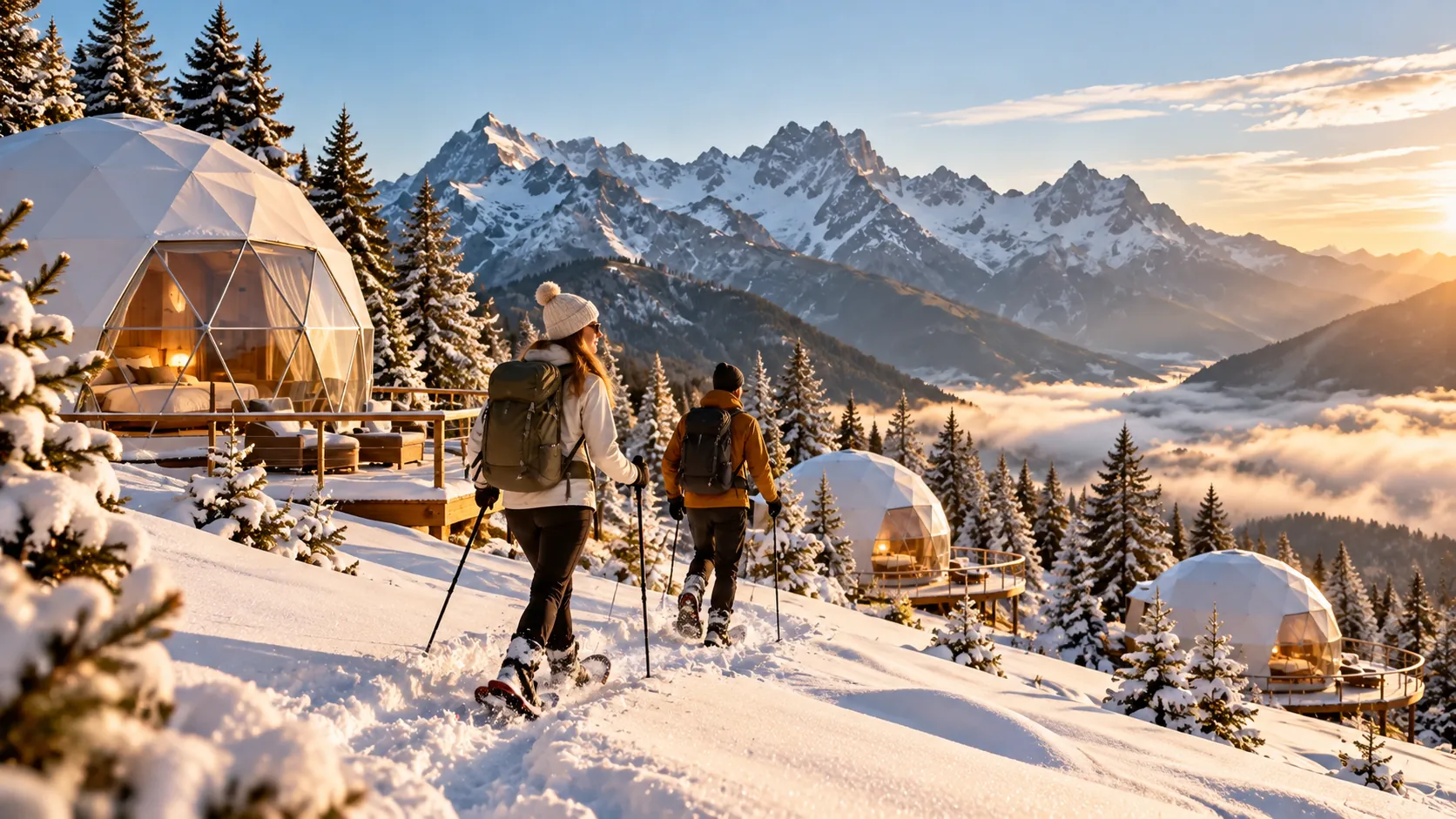 Winterliches Erlebnis in den Alpen – KI-Illustration